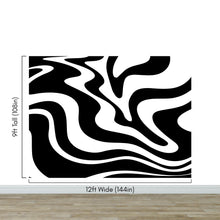 Carregar imagem no visualizador da galeria, Black Swirly Line Wallpaper. Contemporary Art Decor. Modern Aesthetic. #6679