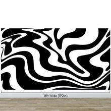Carregar imagem no visualizador da galeria, Black Swirly Line Wallpaper. Contemporary Art Decor. Modern Aesthetic. #6679