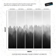 Carregar imagem no visualizador da galeria, Black and White Misty Pine Forest Wallpaper. #6673