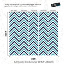 Load image into Gallery viewer, Seaside Chic Decor. Navy Blue and Teal Chevron Pattern Wallpaper. #6222