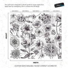 Carregar imagem no visualizador da galeria, Black and White Flower Wallpaper Mural. #6676