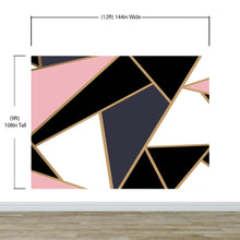 Carregar imagem no visualizador da galeria, Modern Decor Gold, Black and Pink Mosaic Peel and Stick Wallpaper | Removable Wall Mural #6210