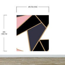Carregar imagem no visualizador da galeria, Modern Decor Gold, Black and Pink Mosaic Peel and Stick Wallpaper | Removable Wall Mural #6210