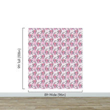 Carregar imagem no visualizador da galeria, Pink Mermaid Wall Mural. Magical Cute Mermaid and Seahorse in Ocean Peel and Stick Wallpaper. #6371