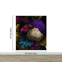 Carregar imagem no visualizador da galeria, Melancholy Flower Wall Mural. Black background. #6130
