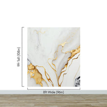 Load image into Gallery viewer, Gold Ink Splash on White Marble Slate Wall Mural Wallpaper #6840
