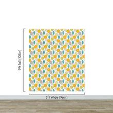 Carregar imagem no visualizador da galeria, Autumn Leaves Wallpaper. Yellow, Grey, Teal Leaf Wall Mural. #6966