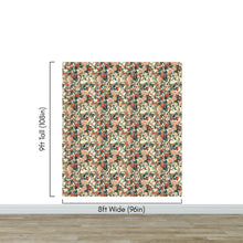 Load image into Gallery viewer, Botanical Flower Garden With Pastel Color Red, Green, Beige Background Wall Mural. #6771