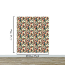 Load image into Gallery viewer, Botanical Flower Garden With Pastel Color Red, Green, Beige Background Wall Mural. #6771
