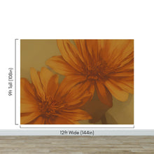 Load image into Gallery viewer, Vintage Pastel Floral Wallpaper – Yellow and Orange Botanical Flower Painting Wall Mural. #6855