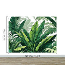 Carregar imagem no visualizador da galeria, Rainforest Jungle Wallpaper. Banana Leaf Wall Mural. #6788