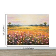 Carregar imagem no visualizador da galeria, Colorful Yellow Flower Field Painting Wallpaper Mural. #6692