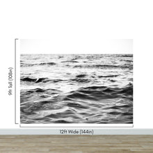 Carregar imagem no visualizador da galeria, Black and White Ocean Wave Wallpaper. Peel and Stick Wall Mural. #6691