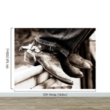 Carregar imagem no visualizador da galeria, Vintage Western Theme Wallpaper. Rustic Cowboy Sepia Wall Mural. #6748