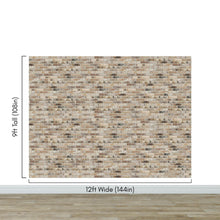 Load image into Gallery viewer, Brick Pattern Wallpaper Mural. Light Tan and Brown Color. #6801