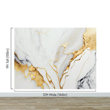 Load image into Gallery viewer, Gold Ink Splash on White Marble Slate Wall Mural Wallpaper #6840