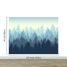 Carregar imagem no visualizador da galeria, Misty Forest Wallpaper. Blue Pastel Color Mural #6772