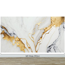 Load image into Gallery viewer, Gold Ink Splash on White Marble Slate Wall Mural Wallpaper #6840