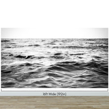 Load image into Gallery viewer, Black and White Ocean Wave Wallpaper. Peel and Stick Wall Mural. #6691
