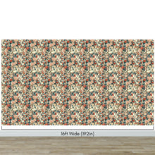 Load image into Gallery viewer, Botanical Flower Garden With Pastel Color Red, Green, Beige Background Wall Mural. #6771