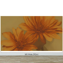 Load image into Gallery viewer, Vintage Pastel Floral Wallpaper – Yellow and Orange Botanical Flower Painting Wall Mural. #6855