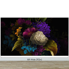Carregar imagem no visualizador da galeria, Melancholy Flower Wall Mural. Black background. #6130