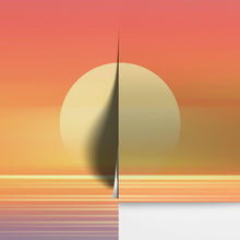 Carregar imagem no visualizador da galeria, Orange Sunset Over Beach Wall Mural. Blurred Abstract Sunset Over Coastline. #6393