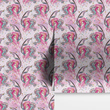 Carregar imagem no visualizador da galeria, Pink Mermaid Wall Mural. Magical Cute Mermaid and Seahorse in Ocean Peel and Stick Wallpaper. #6371