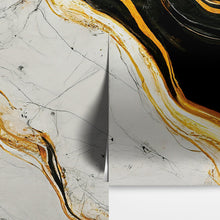 Load image into Gallery viewer, Luxurious Marble Wallpaper. Gold and Black Marble Slate Wall Mural. #6735
