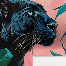 Load image into Gallery viewer, Black Panther in Pink Tropical Forest Wall Mural. Fashionable Botanical Chic Decor. #6822