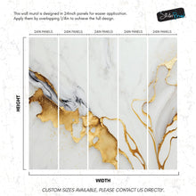 Load image into Gallery viewer, Gold Ink Splash on White Marble Slate Wall Mural Wallpaper #6840