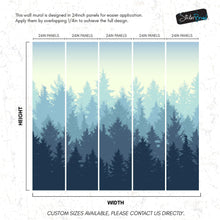 Carregar imagem no visualizador da galeria, Misty Forest Wallpaper. Blue Pastel Color Mural #6772