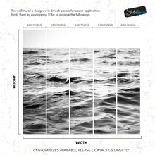 Carregar imagem no visualizador da galeria, Black and White Ocean Wave Wallpaper. Peel and Stick Wall Mural. #6691