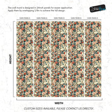 Load image into Gallery viewer, Botanical Flower Garden With Pastel Color Red, Green, Beige Background Wall Mural. #6771
