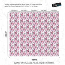 Carregar imagem no visualizador da galeria, Pink Mermaid Wall Mural. Magical Cute Mermaid and Seahorse in Ocean Peel and Stick Wallpaper. #6371