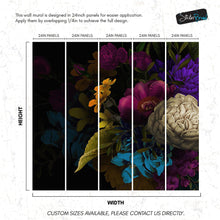 Carregar imagem no visualizador da galeria, Melancholy Flower Wall Mural. Black background. #6130