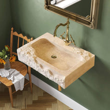 Load image into Gallery viewer, Beige Travertine Rectangular Wall-mount Bathroom Sink Rustic (W)16" (L)24" (H)5"