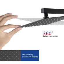 Cargar imagen en el visor de la galería, Matte Black Wall Mounted Rainfall Shower Faucet Dual Function with Pressure Balance Rough-In Valve