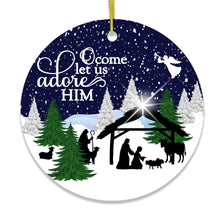 Carregar imagem no visualizador da galeria, O Come Let us Adore Him Nativity Birth of Christ Christmas Ornament