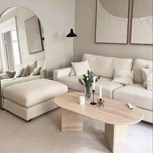 Carregar imagem no visualizador da galeria, Troia Light Travertine Oval Shape Coffee Table Filled and Polished (W)24" (L)48" (H)16"