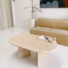 Carregar imagem no visualizador da galeria, Troia Light Travertine Oval Shape Coffee Table Filled and Polished (W)24" (L)48" (H)16"