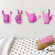 Carregar imagem no visualizador da galeria, Bundle |  4-Piece Set of Rock On, Hang Loose, I Love You and Peace Sign Hand Silhouettes