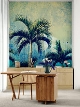 Carregar imagem no visualizador da galeria, Urban Jungle Tropical Tree Wallpaper Mural. Grunge Decor. #FT-3590