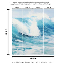 Load image into Gallery viewer, Artistic Painting of Blue Ocean Wave Wall Mural. #6870