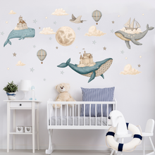 Carregar imagem no visualizador da galeria, Flying Whale Wall Decal