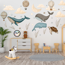 Carregar imagem no visualizador da galeria, Flying Whale Wall Decal