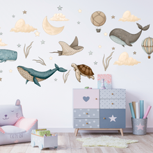 Carregar imagem no visualizador da galeria, Flying Whale Wall Decal