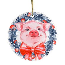 Carregar imagem no visualizador da galeria, Pig in Christmas Wreath Ornament