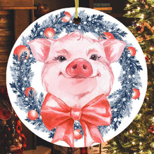 Carregar imagem no visualizador da galeria, Pig in Christmas Wreath Ornament