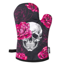 Load image into Gallery viewer, Pink Skull Rose Oven Mitts And Potholder Set